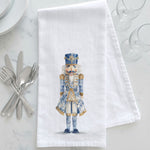 Load image into Gallery viewer, Blue and White Chinoiserie Nutcracker Kitchen Tea Towel
