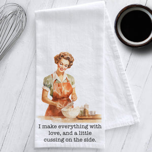 I make everything with love, and a little cussing on the side Sassy Retro Tea Towel