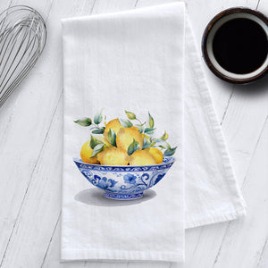 Lemons in a Chinoiserie Bowl Kitchen Tea Towel