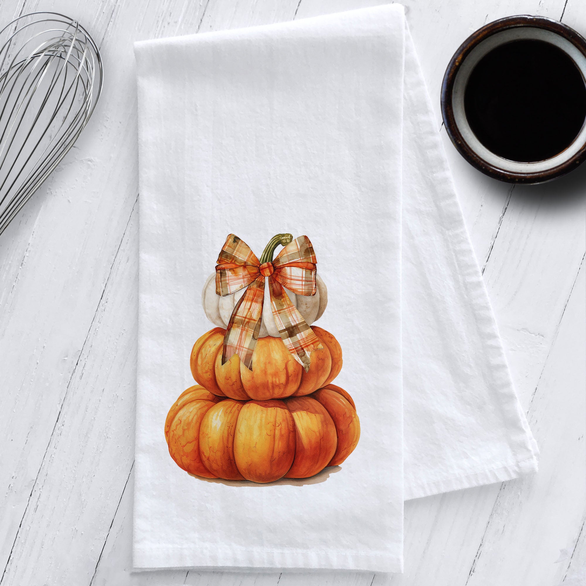 Stacked Pumpkin Kitchen Tea Towel