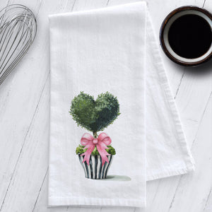 Heart Topiary Valentine's Day Tea Towel