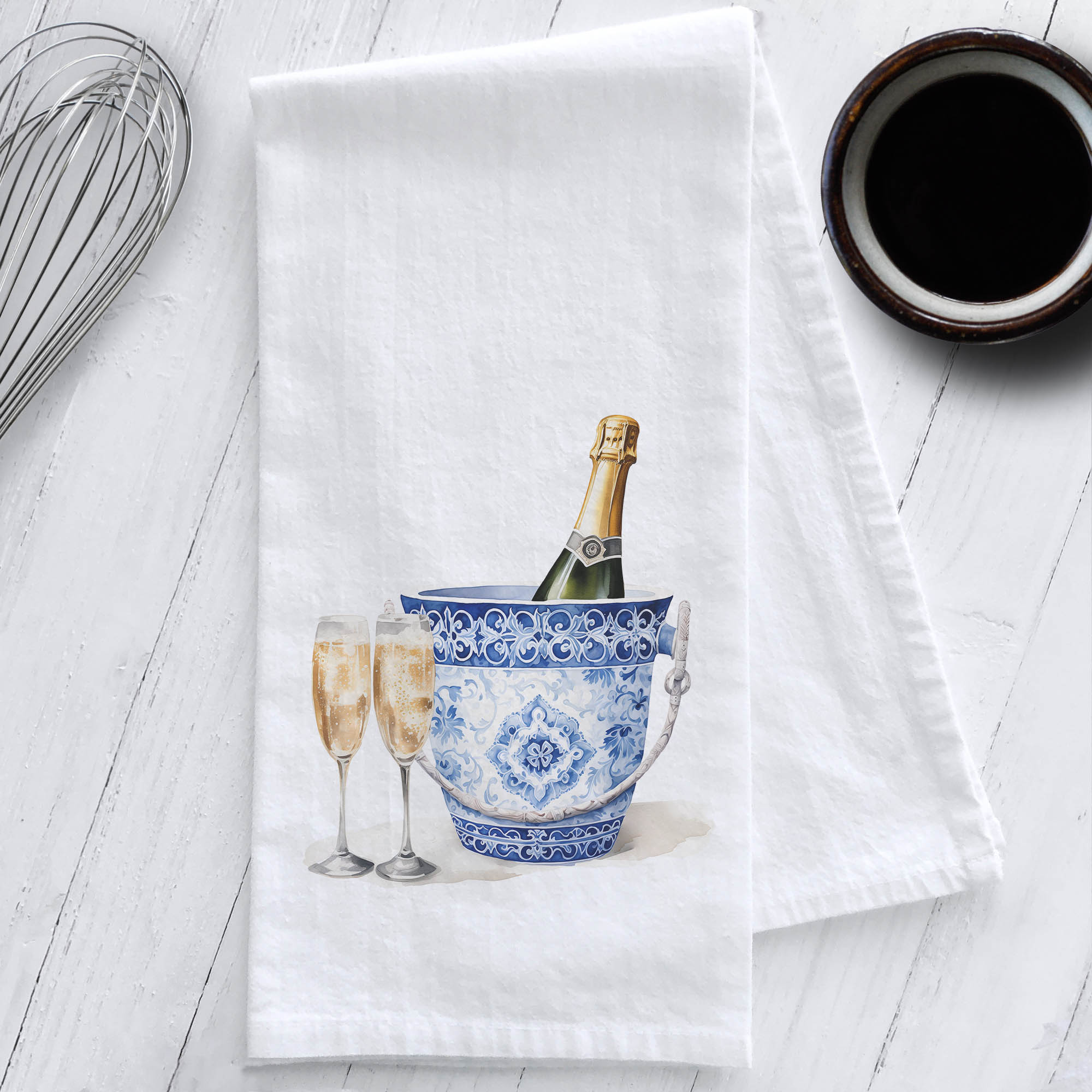 Chinoiserie Champagne Bucket Tea Towel