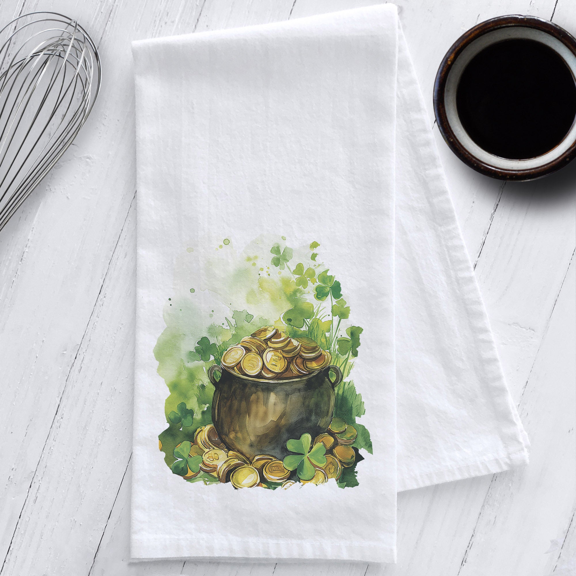 Pot of Gold St. Patrick's Day Kitchen Tea Towel