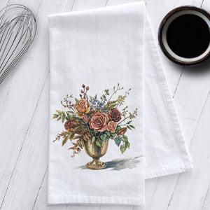 Earth tone Florals in a Champagne Bucket Kitchen Tea Towel