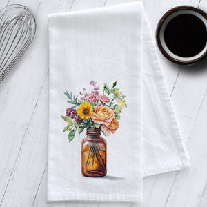 Flowers in an Apothecary Jar Kitchen Tea Towel