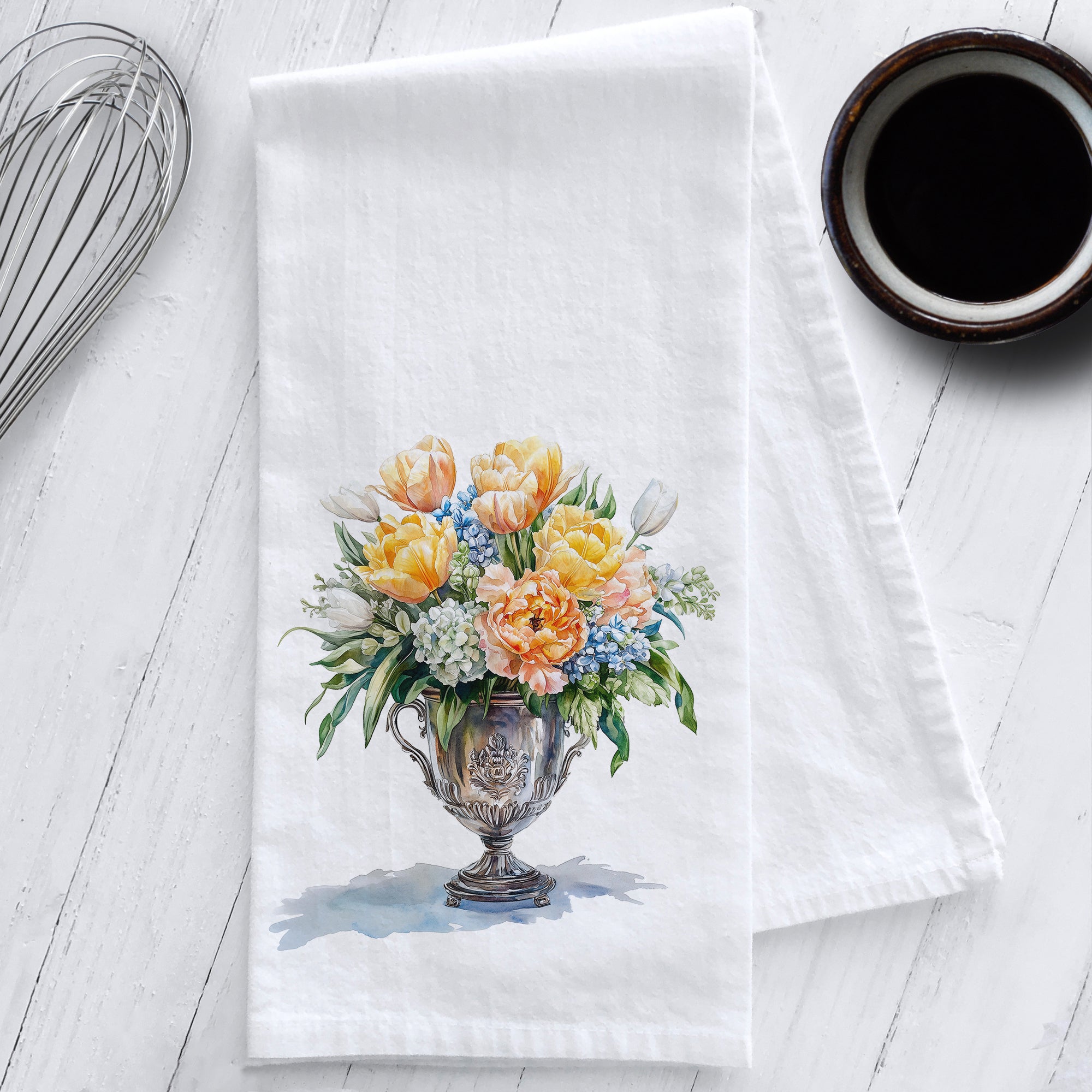 Flowers in a Champagne Bucket Kitchen Tea Towel