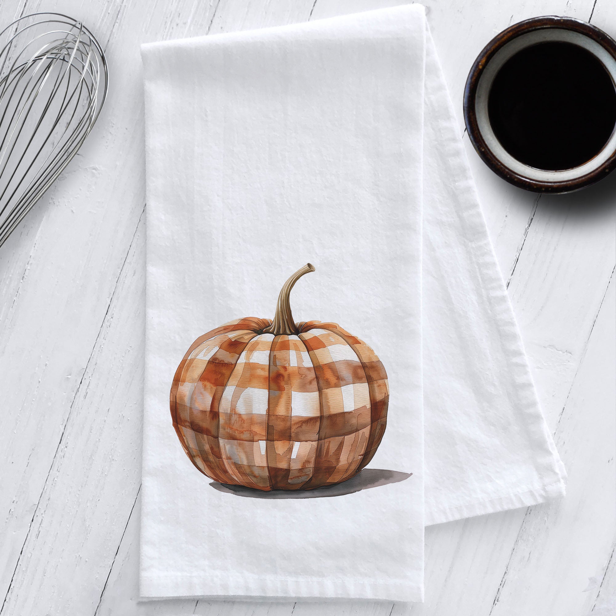 Plaid Pumpkin Kitchen Tea Towel