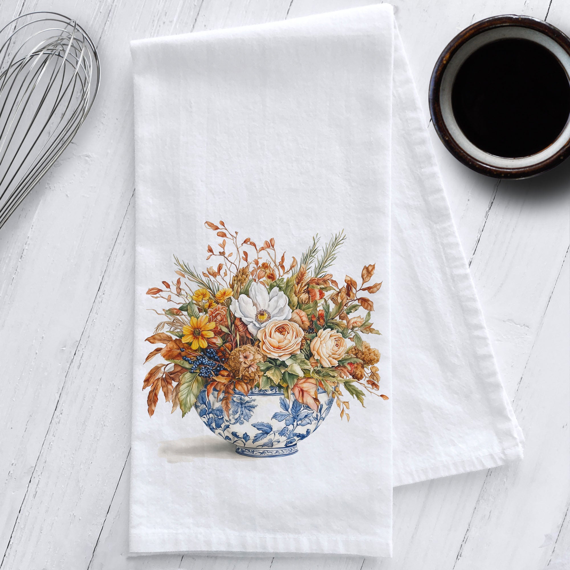 Studio 901 Goods Fall Floral Arrangement in a Chinoiserie Bowl Kitchen Tea Towel