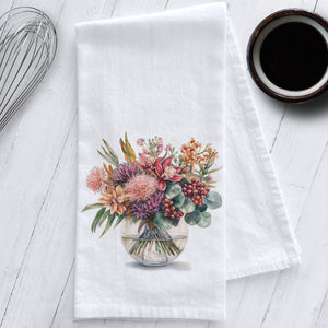 Tropical Flowers in a Glass Vase Kitchen Tea Towel