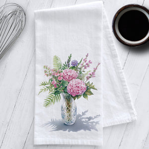 Hydrangea Flowers in a Glass Vase Kitchen Tea Towel