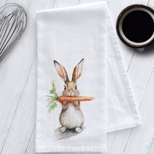 Rabbit with Carrot Easter Tea Towel