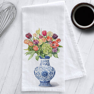 Tulips in a Chinoiserie Vase Kitchen Tea Towel