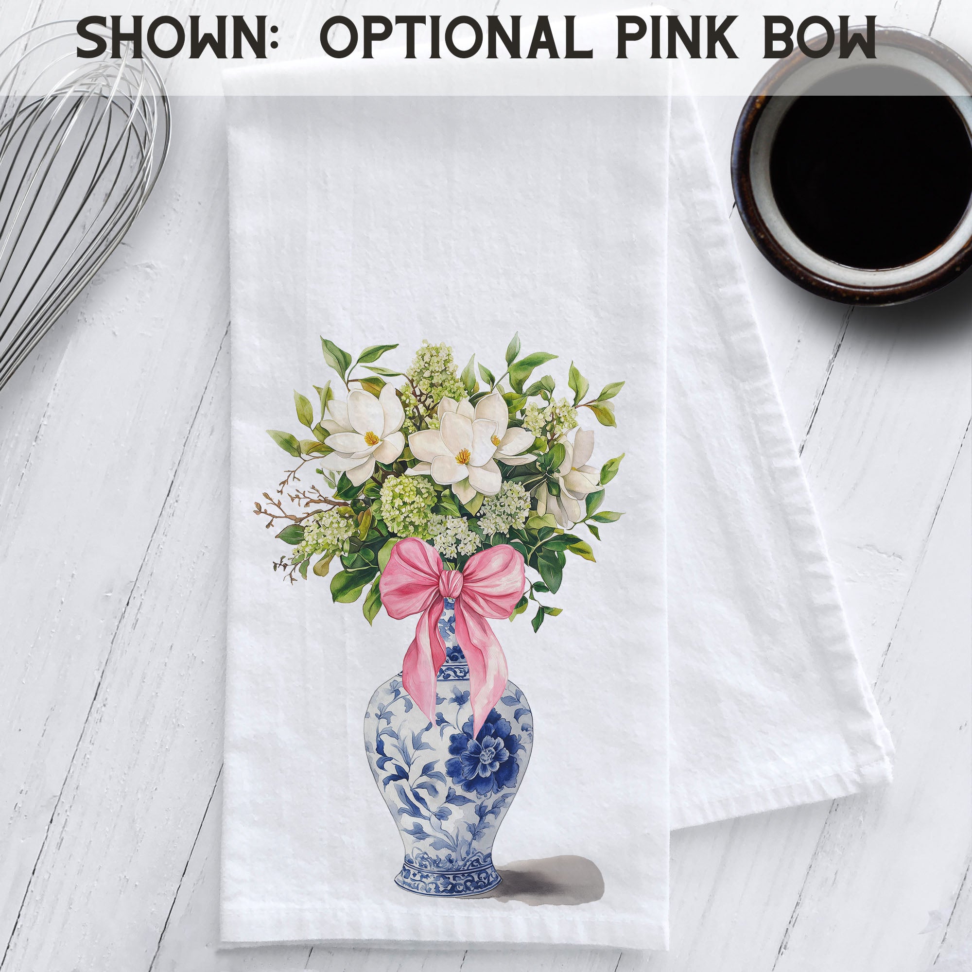 Magnolias in a Chinoiserie Vase Kitchen Tea Towel