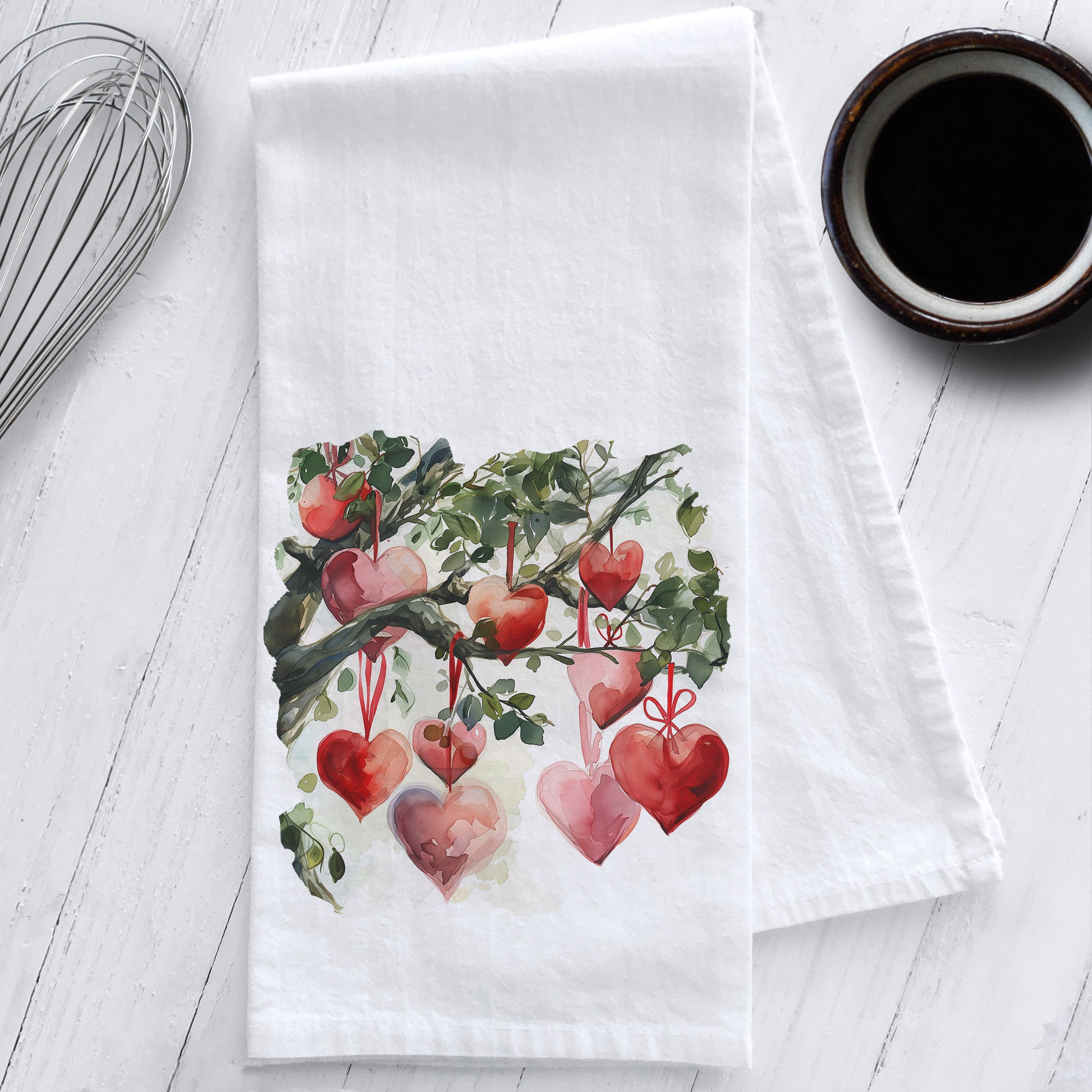 Heart Ornament Valentine's Day Tea Towel