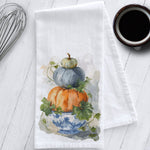 Load image into Gallery viewer, Stacked Pumpkin Chinoiserie Kitchen Tea Towel
