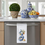 Load image into Gallery viewer, Fall Chinoiserie with Pumpkins Kitchen Tea Towel
