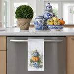Load image into Gallery viewer, Stacked Pumpkin Chinoiserie Kitchen Tea Towel
