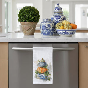 Stacked Pumpkin Chinoiserie Kitchen Tea Towel