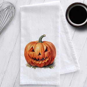 Jack-O-Lantern Pumpkin Kitchen Tea Towel