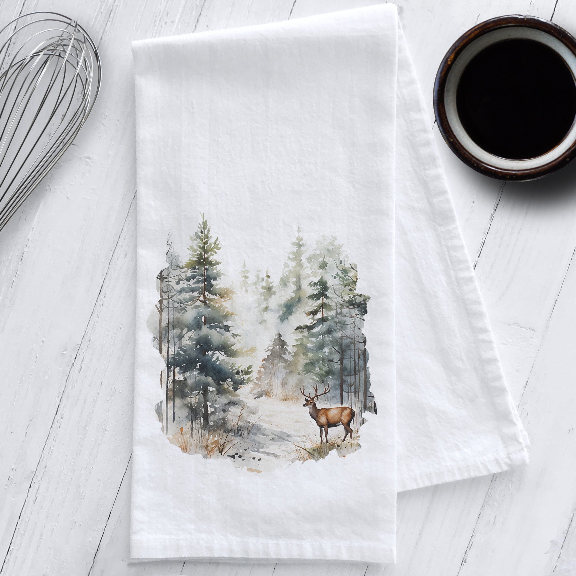 Woodland Deer Kitchen Tea Towel