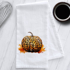 Leopard Print Pumpkin Kitchen Tea Towel