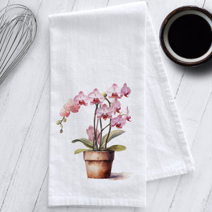 Pink Orchid Kitchen Tea Towel
