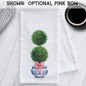 Boxwood Topiary in a Chinoiserie Planter Tea Towel