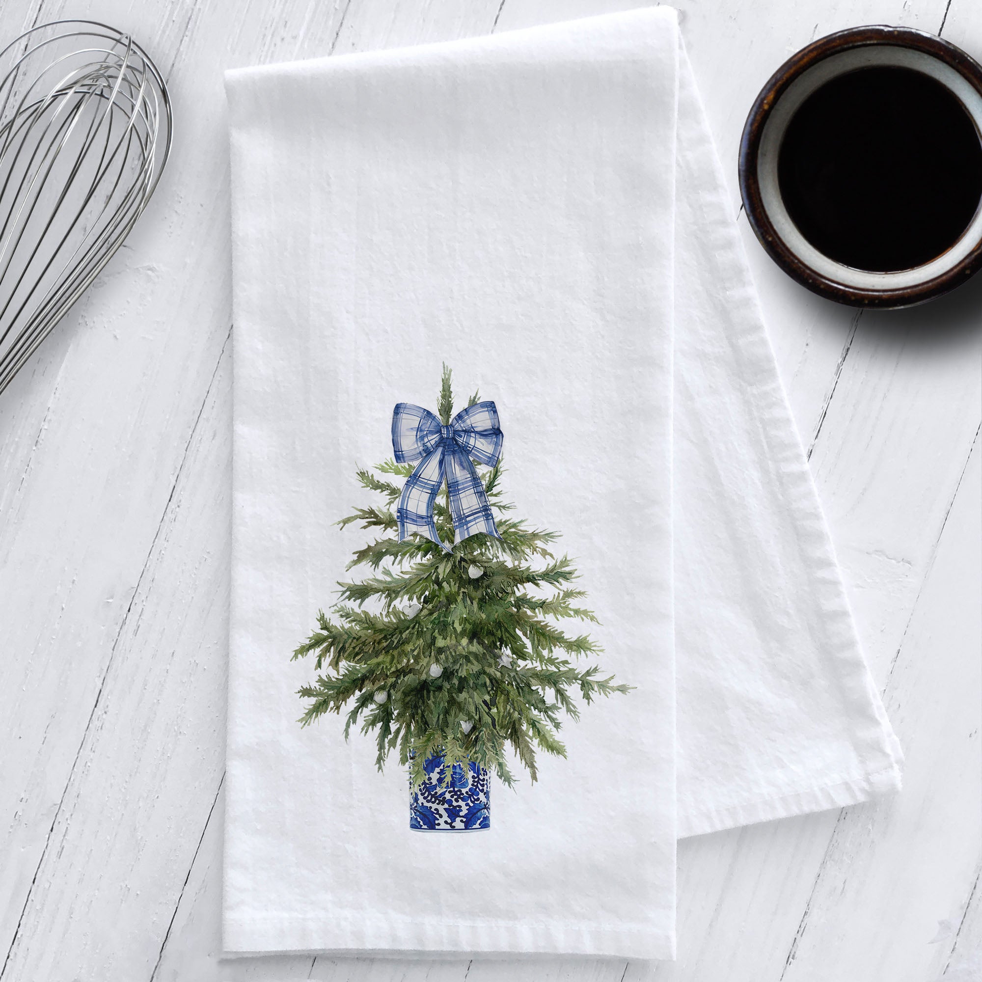 Studio 901 Goods Christmas Tree in a Chinoiserie Planter Kitchen Tea Towel