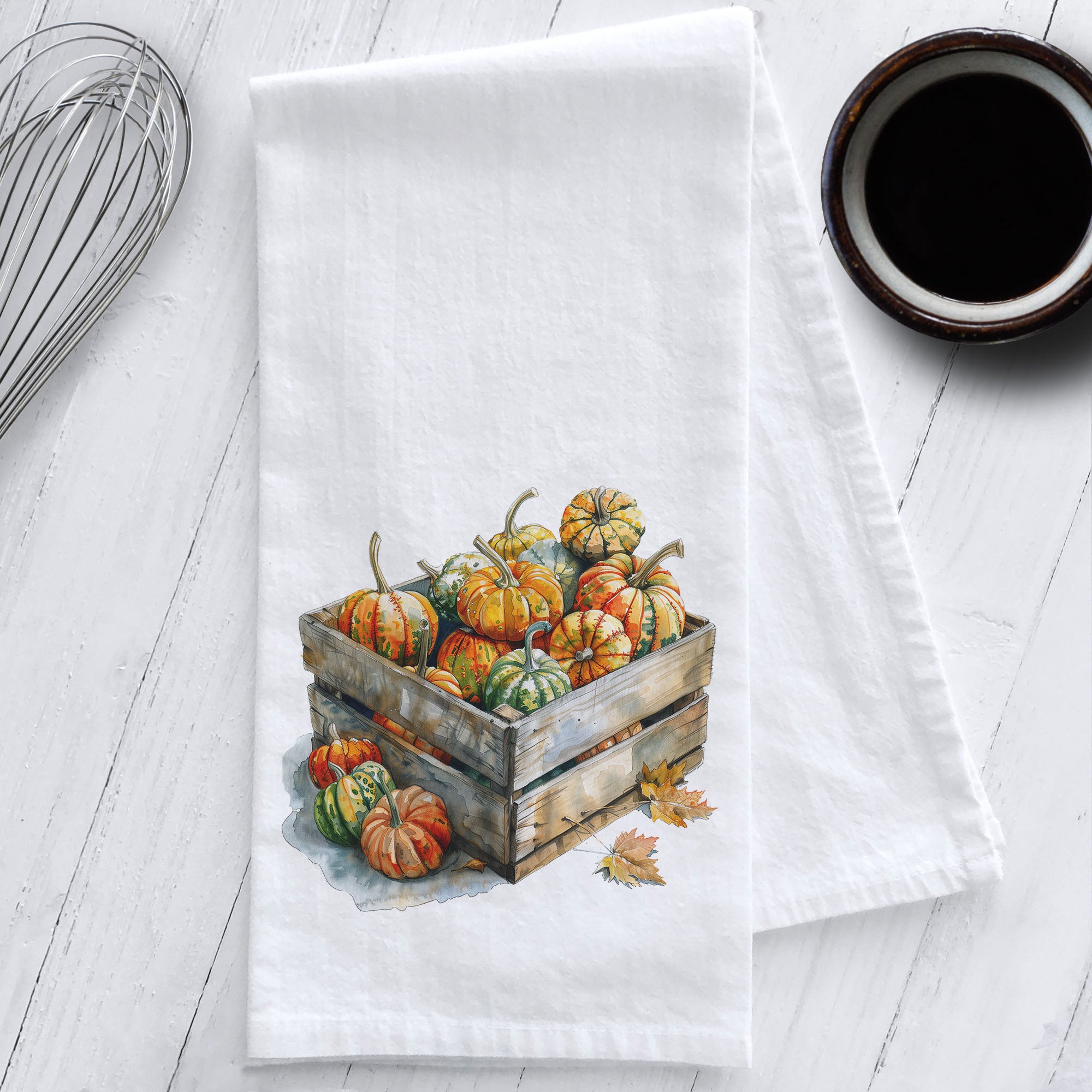 Pumpkins in a Crate Kitchen Tea Towel