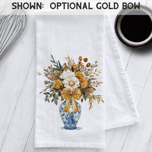 Studio 901 Goods Gold and White Flowers in a Chinoiserie Vase Kitchen Tea Towel