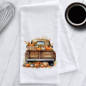 Fall Vintage Pumpkin Truck Kitchen Tea Towel